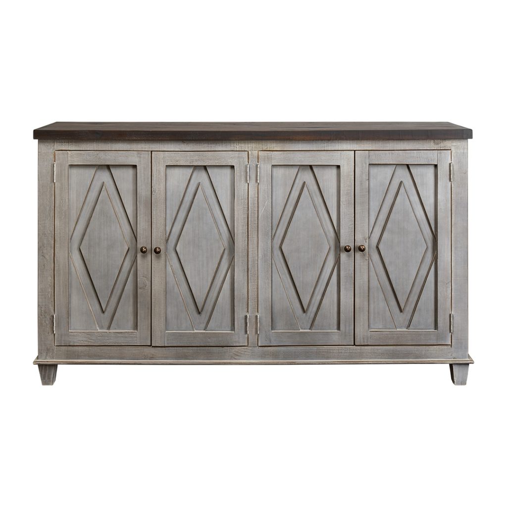 Diamond 4 Door Cabinet, Castello Gray & Sierra Brown top