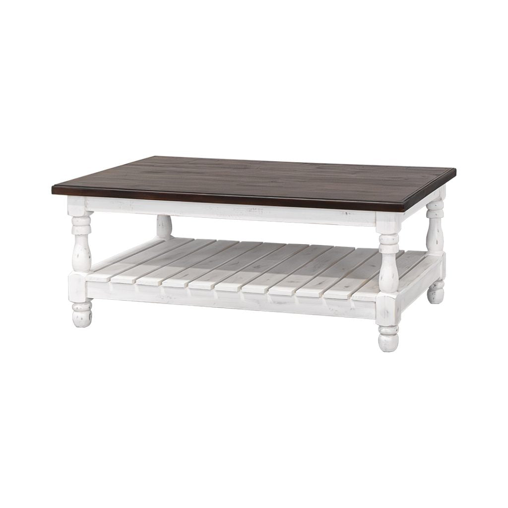 Lufkin Coffee Table, Aged White & Tobacco