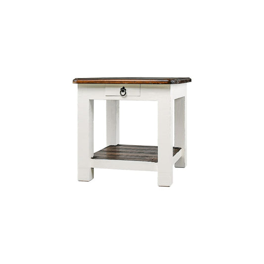 Traditional End Tables, Aged White & Tobacco Top