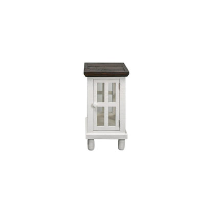 Lantern Side Table, Aged White Tobacco Top