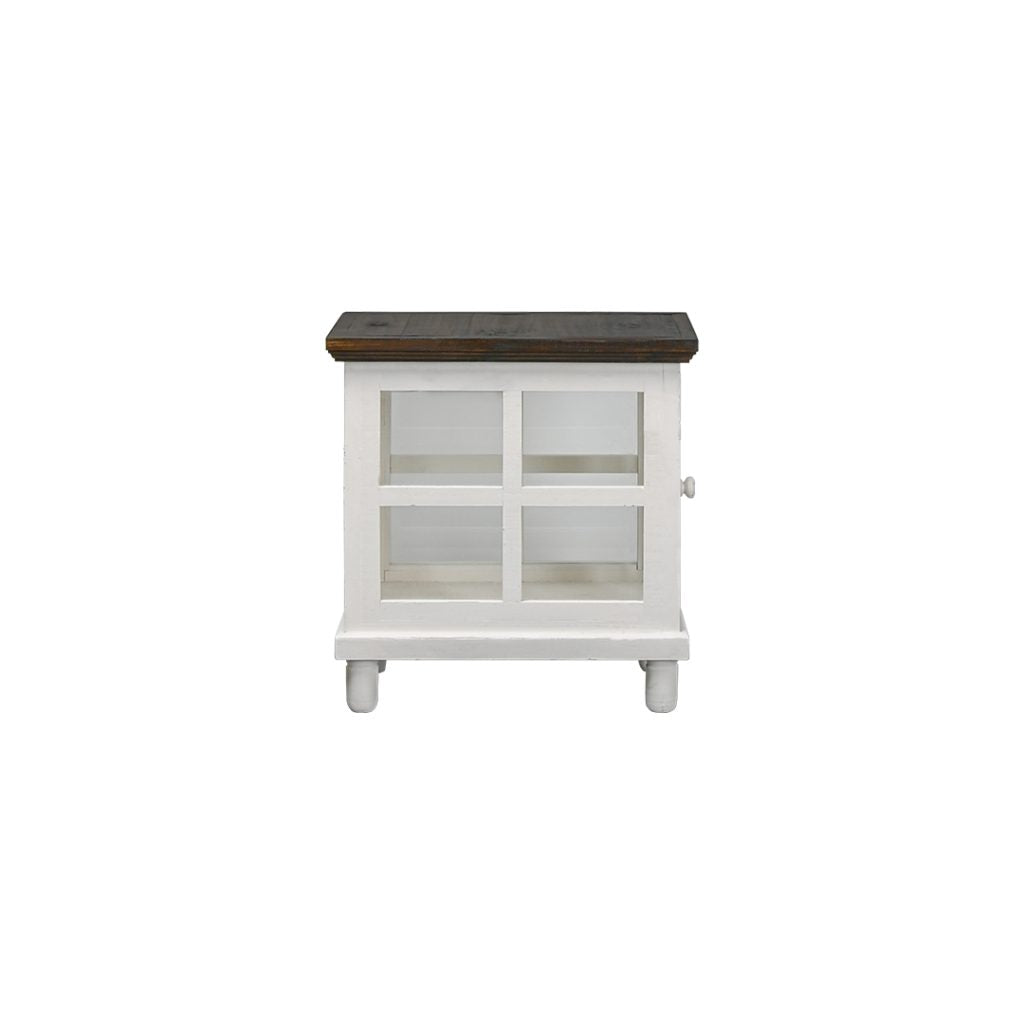 Lantern Side Table, Aged White Tobacco Top