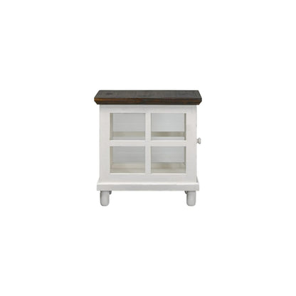 Lantern Side Table, Aged White Tobacco Top