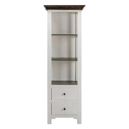 Verona Narrow Bookcase, Aged White/Tobacco