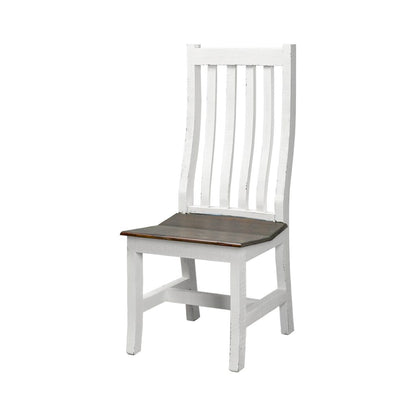 Slat Back Chair, Aged White & Tobacco