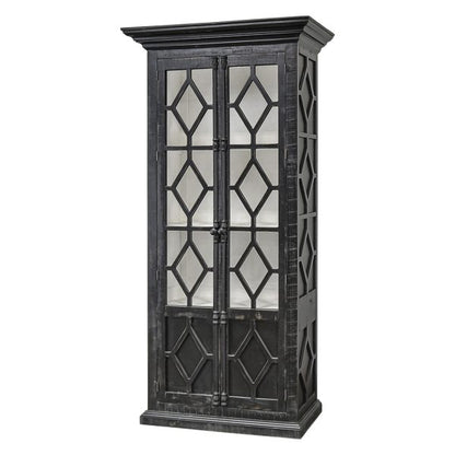 Carthage Upright Cabinet, Sanded Black White Interior