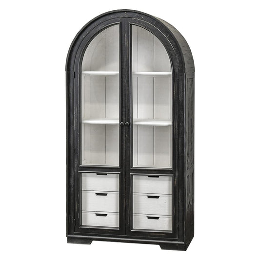 Julia Curved Hutch, Sanded Black & White Interior