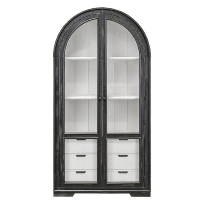 Julia Curved Hutch, Sanded Black & White Interior